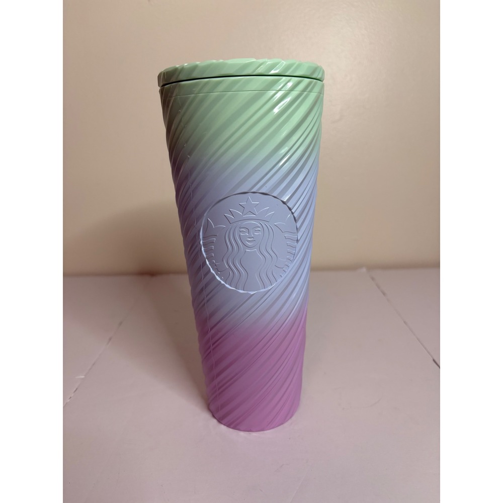 Starbucks 2024 Pastel Ombre‎ Swirl Textured Cold Tumbler 24oz Venti Purple Green